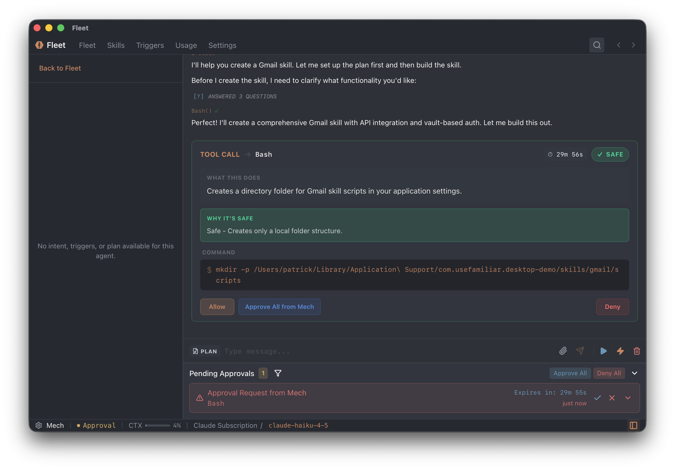 Sub-agent approval requests