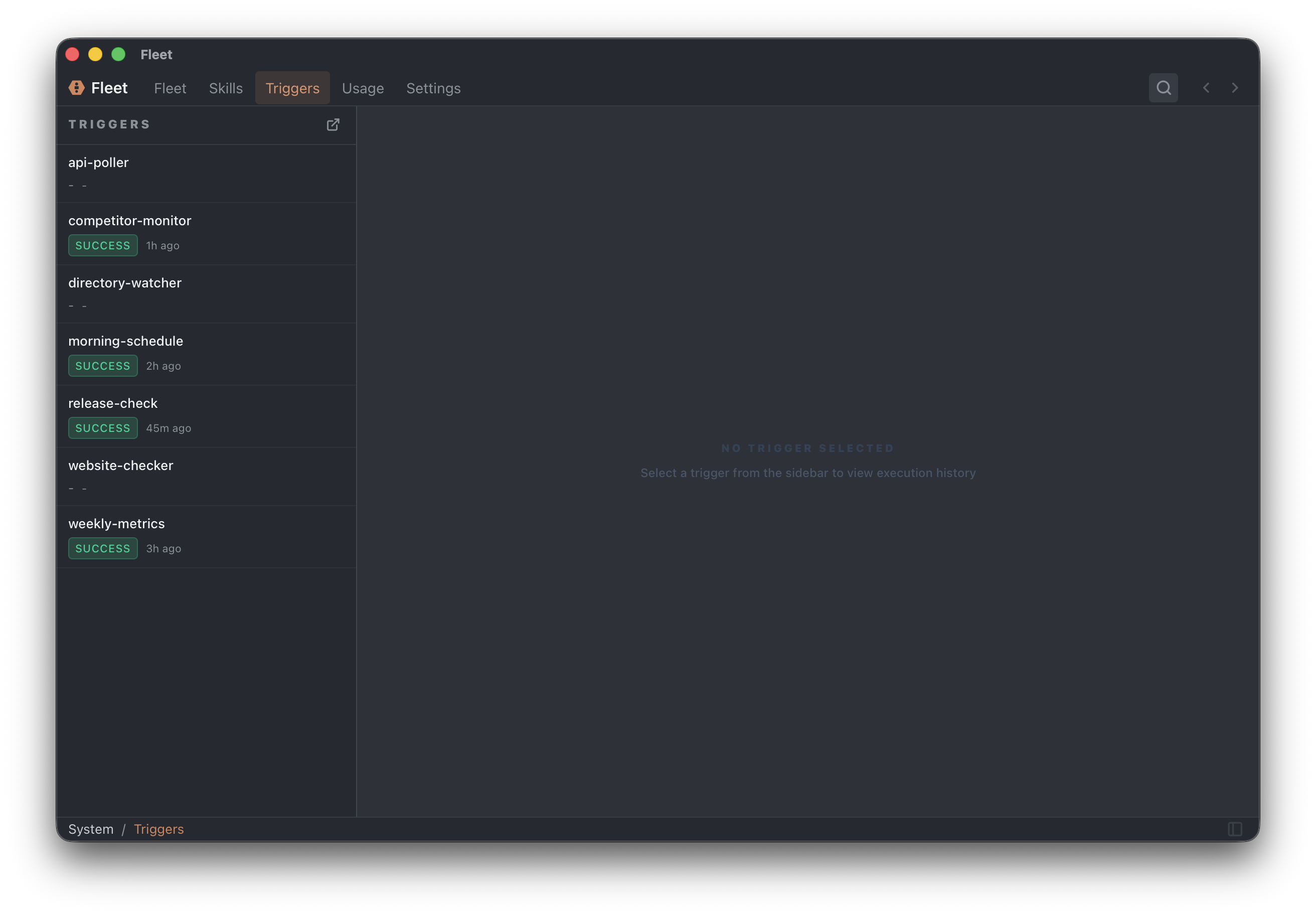 Fleet triggers management